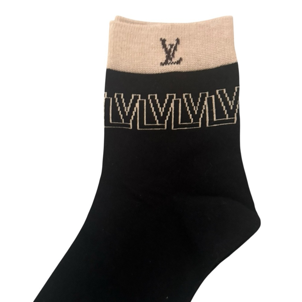 NWT 2 Pair Louis Vuitton Outlet Men’s Monogram Brown and Tan Socks - Picture 3 of 4